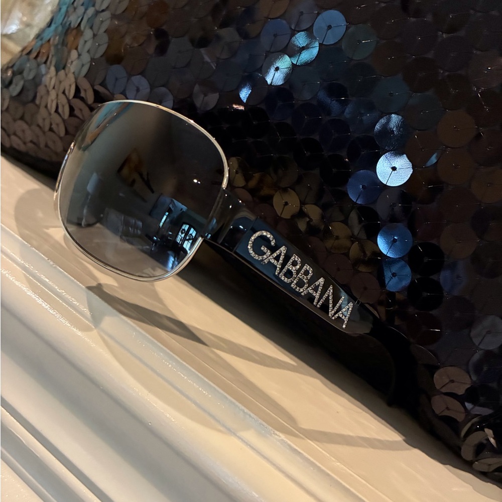 Dolce & Gabbana Silver w/Grey Gradient Lenses Shield Sunglasses